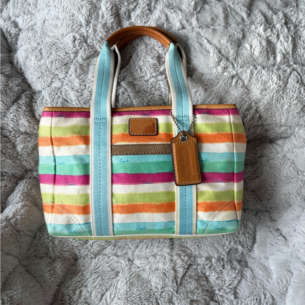 Y2K Coach Hampton Watercolour Striped Canvas Bag